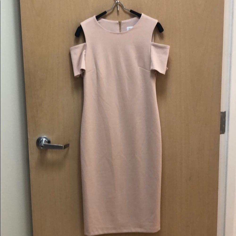Pale pink Calvin Klein cold shoulder dress